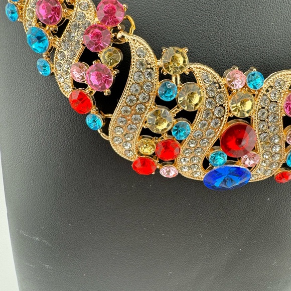 Rhinestone Multicolor Necklace and Earrings Set - Picture 4 of 4